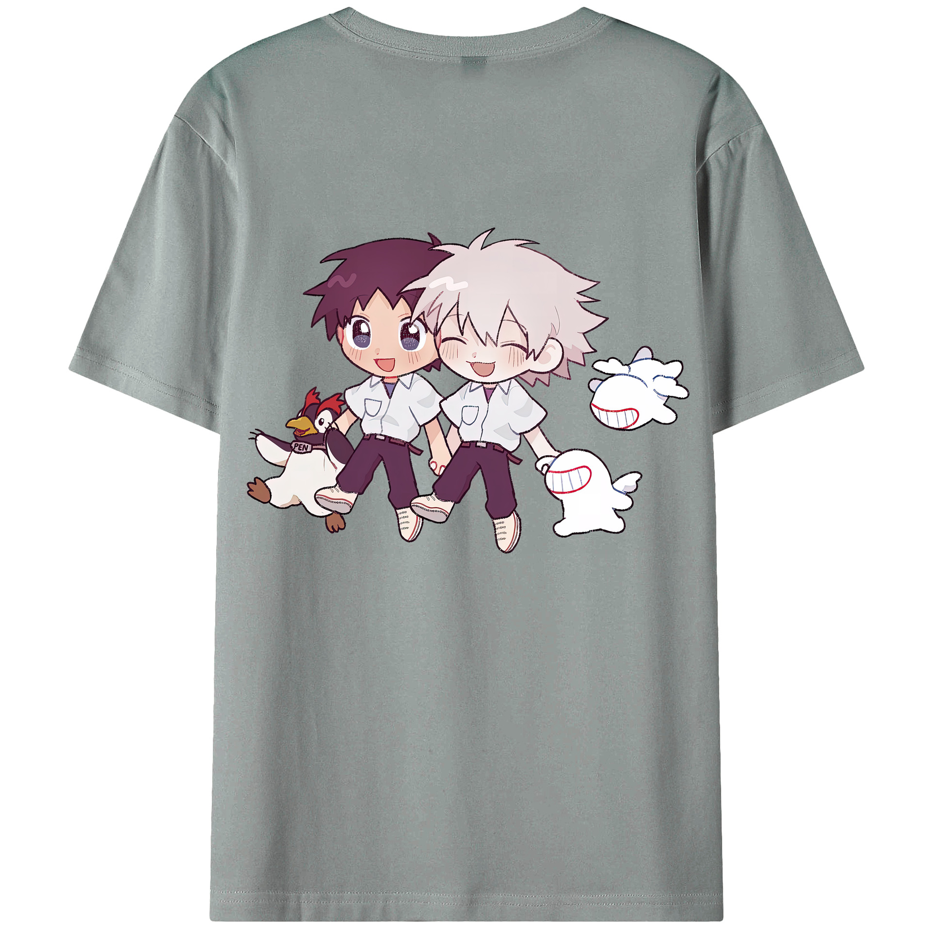 （画像用） EVA 新世紀エヴァンゲリオン 綿100％ メンズ半袖Tシャツ（バックプリント） 通気性